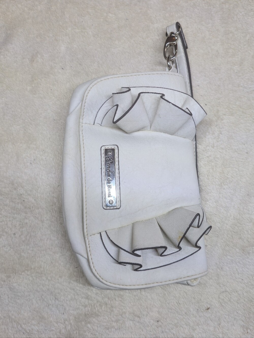 Genna De Rossi White Ruffle Clutch Bag
